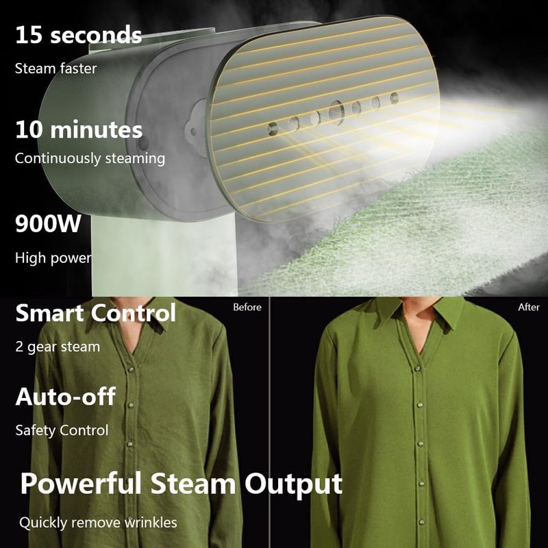 Nesugar G6 Pro Smart Handheld Steamer for Clothes – Global Voltage Adaptation(100-240V), Palm-Sized & Lightweight (0.8lb), Easy Wrinkle Remover, Auto Shut-Off, Travel & Home Double Use (Green) - Image 3